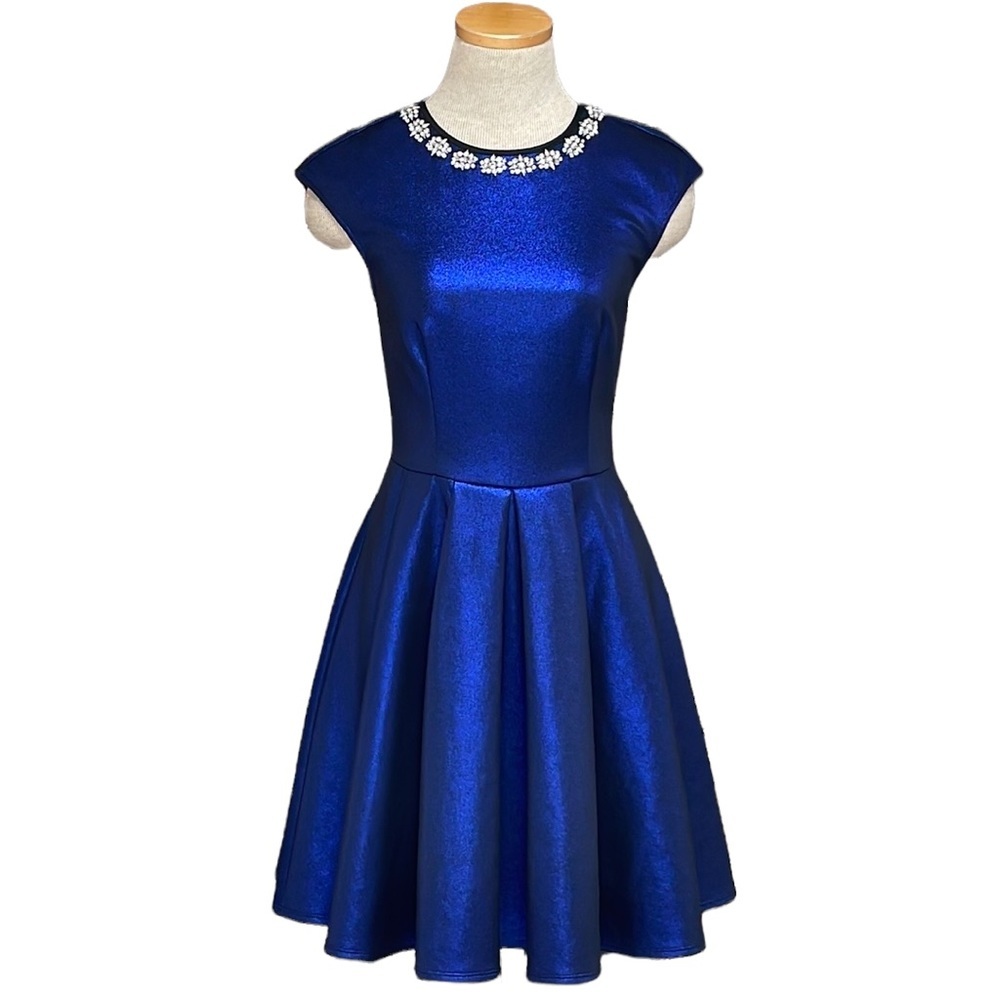 Ted Baker 2 Dress Ayma Gems Blue Cocktail Mini Skater Gems GORGEOUS
